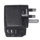 125-250V US/UK/AU/EU Universal World Travel Adapter Plug Dual USB Port w/ Surge Protector