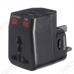 125-250V US/UK/AU/EU Universal World Travel Adapter Plug Dual USB Port w/ Surge Protector 125-250V US/UK/AU/EU Universal World Travel Adapter Plug Dual USB Port w/ Surge Protector