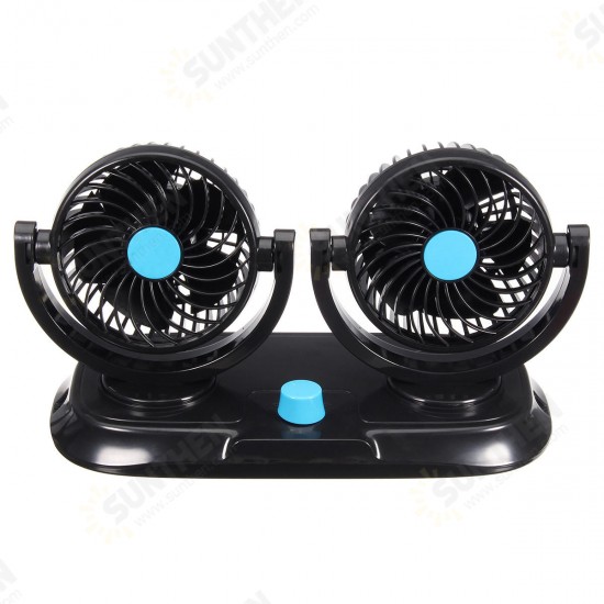 12V Adjustable Double 360 Degrees Mini Oscillating Fan Rotation Cooling Fan Air Conditioner