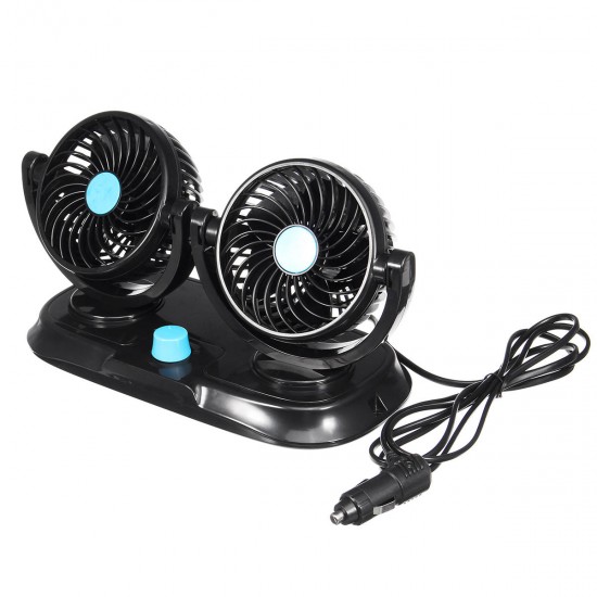12V Adjustable Double 360 Degrees Mini Oscillating Fan Rotation Cooling Fan Air Conditioner