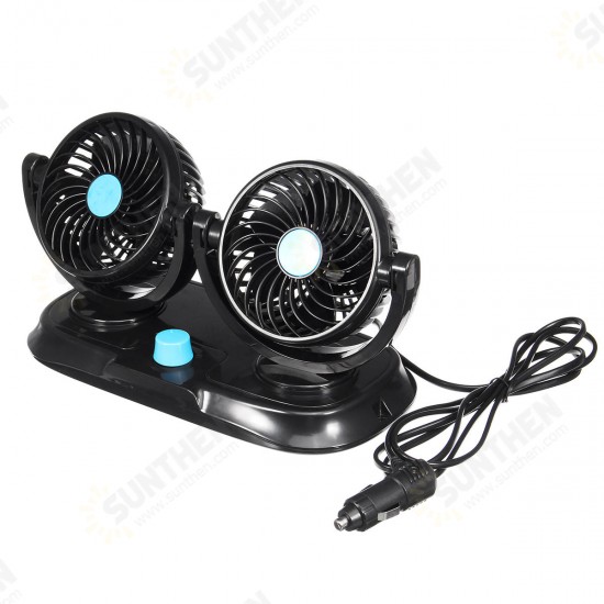 12V Adjustable Double 360 Degrees Mini Oscillating Fan Rotation Cooling Fan Air Conditioner