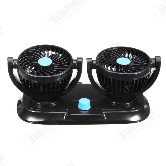 12V Adjustable Double 360 Degrees Mini Oscillating Fan Rotation Cooling Fan Air Conditioner