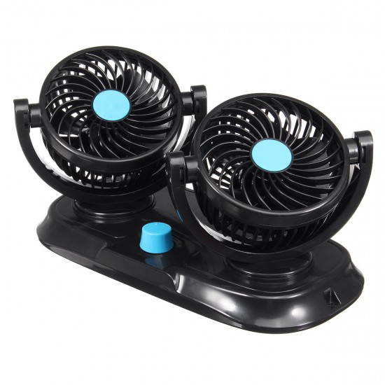 12V Adjustable Double 360 Degrees Mini Oscillating Fan Rotation Cooling Fan Air Conditioner