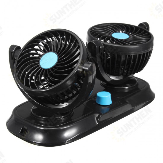 12V Adjustable Double 360 Degrees Mini Oscillating Fan Rotation Cooling Fan Air Conditioner