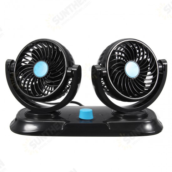 12V Adjustable Double 360 Degrees Mini Oscillating Fan Rotation Cooling Fan Air Conditioner