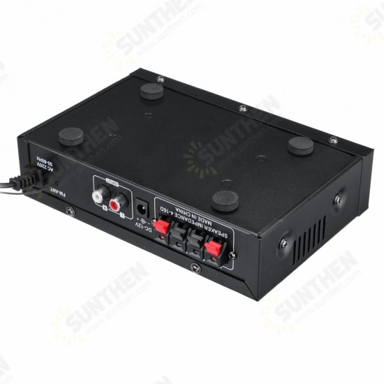 12V/220V 2CH HIFI Audio Stereo Power Amplifier Bass bluetooth FM Radio Car Home