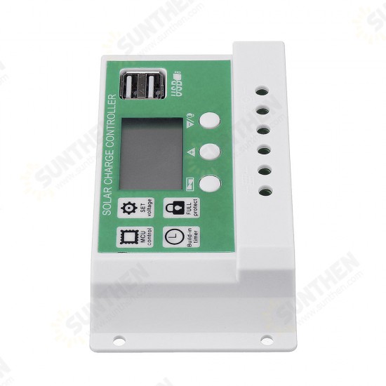 12V/24V 10A/20A/30A Dual USB Output Lithium Battery PWM Solar Controller LCD display Street Lamp Controller Build-in Industrial Micro Controller