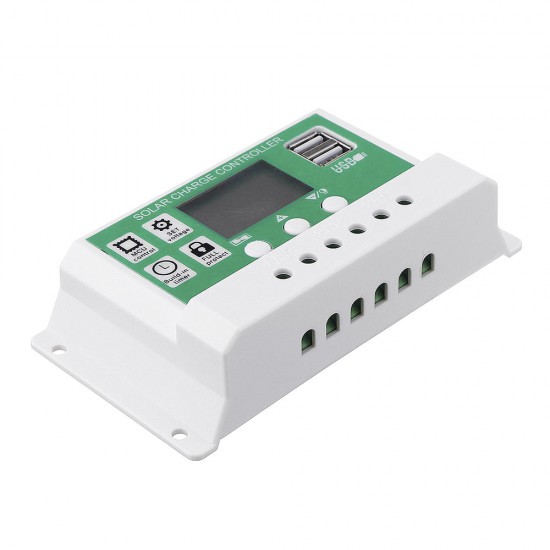 12V/24V 10A/20A/30A Dual USB Output Lithium Battery PWM Solar Controller LCD display Street Lamp Controller Build-in Industrial Micro Controller