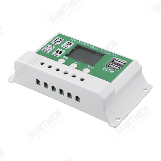 12V/24V 10A/20A/30A Dual USB Output Lithium Battery PWM Solar Controller LCD display Street Lamp Controller Build-in Industrial Micro Controller