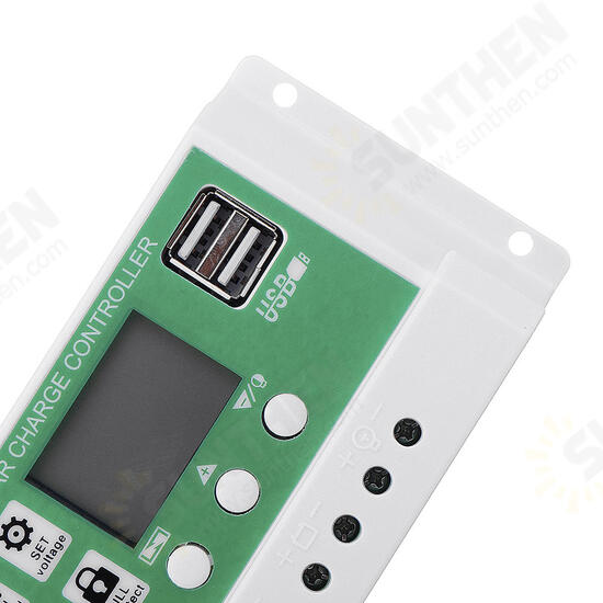 12V/24V 10A/20A/30A Dual USB Output Lithium Battery PWM Solar Controller LCD display Street Lamp Controller Build-in Industrial Micro Controller