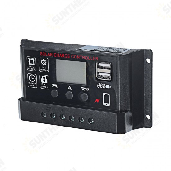 12V/24V Auto Adapt Solar Charge Controller 10A-50A Solar Panel Controller Lithium Lead Acid Universal Controller