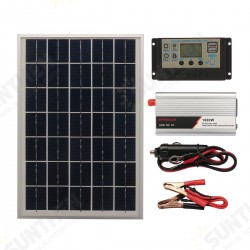 12V/24V DIY Solar System Kit LCD Solar Charge Controller 18V 20W Solar Panel 1000W Solar Inverter Solar Power Generation Kit 12V/24V DIY Solar System Kit LCD Solar Charge Controller 18V 20W Solar Panel 1000W Solar Inverter Solar Power Generation Kit