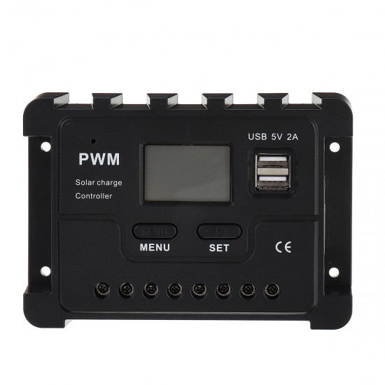 12V/24V Display PWM Solar Controller 10-30A Solar Charge Controller Dual USB IP30 Waterproof