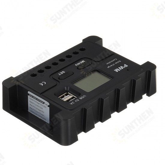 12V/24V Display PWM Solar Controller 10-30A Solar Charge Controller Dual USB IP30 Waterproof