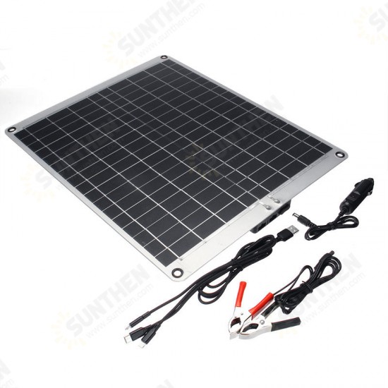 12V/5V 20W Monocrystalline Silicon Solar Panel With Alligator Clip