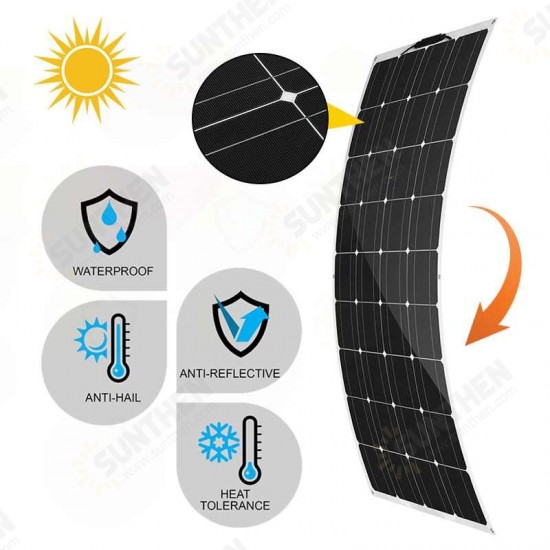 18V 100W ETFE Flexible Solar Panel Monocrystalline Silicon Laminated Solar Panel 1050*540mm