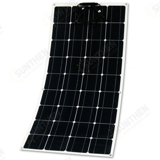 18V 100W Semi-flexible Solar Panel Battery Charger Lightweight Connector Charging for RV Boat Cabin Tent Car