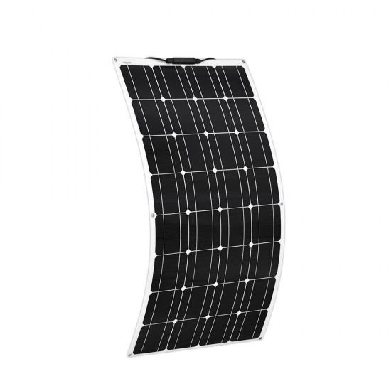 18V 100W Semi-flexible Solar Panel Battery Charger Lightweight Connector Charging for RV Boat Cabin Tent Car