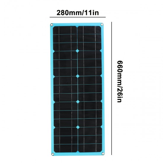 18V 30W Solar Panel Dual DC＆USB Monocrystaline Flexible Solar Charger w/ 10A Solar Controller