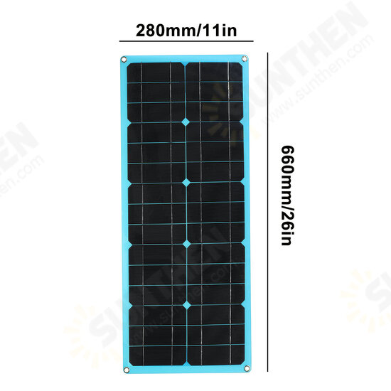 18V 30W Solar Panel Dual DC＆USB Monocrystaline Flexible Solar Charger w/ 10A Solar Controller