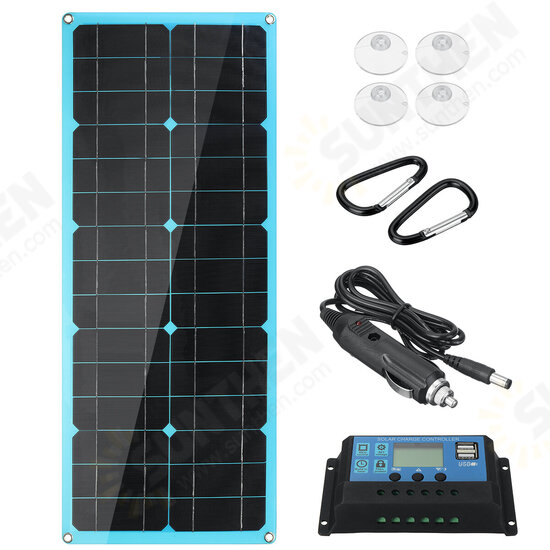 18V 30W Solar Panel Dual DC&USB Monocrystaline Flexible Solar Charger w/ 10A Solar Controller 18V 30W Solar Panel Dual DC&USB Monocrystaline Flexible Solar Charger w/ 10A Solar Controller