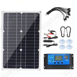 200W Portable Solar Panel Kit Dual DC USB Charger Kit W/ None/10A/30A/60A/100A Solar Controller Monocrystalline Solar Panel