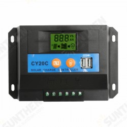 20A 12V/24V LCD Solar Charge Controller Panel Battery Regulator With 2 USB Ports 20A 12V/24V LCD Solar Charge Controller Panel Battery Regulator With 2 USB Ports