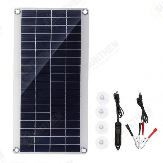 20W Portable Solar Panel Kit DC USB Charging Double USB Port Suction Cups Camping Traveling