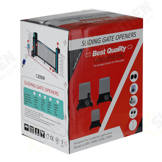 220V 1200W 2000KG Electric Sliding Gate Opener Automatic Motor Heavy Duty Remote WIFI 220V 1200W 2000KG Electric Sliding Gate Opener Automatic Motor Heavy Duty Remote WIFI