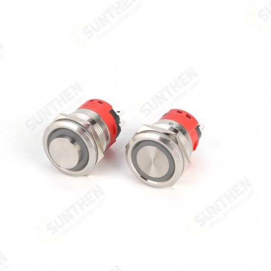 22MM 18A 250V 6Pin LED Light Button Switch Momentary Reset Metal Push Button Switch 22MM 18A 250V 6Pin LED Light Button Switch Momentary Reset Metal Push Button Switch