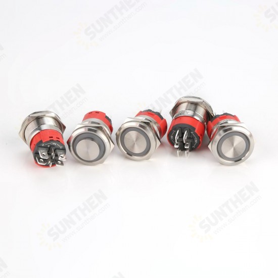 22MM 18A 250V 6Pin LED Light Button Switch Momentary Reset Metal Push Button Switch 22MM 18A 250V 6Pin LED Light Button Switch Momentary Reset Metal Push Button Switch