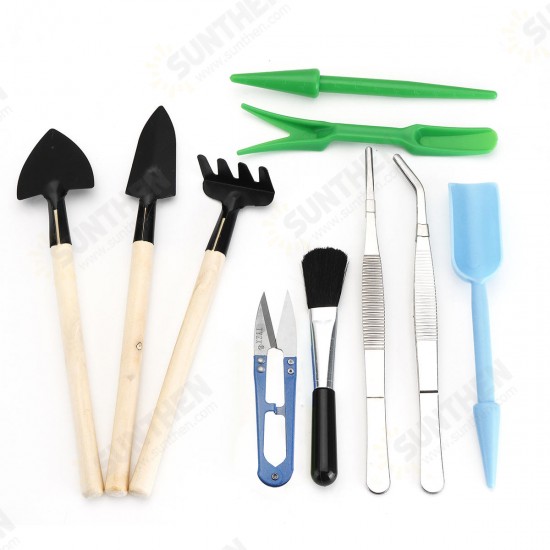 23pcs Set Mini Shovel Rake Spade Wood Handle Metal Head Tool Transplanting Succulent Watering Tools Kit