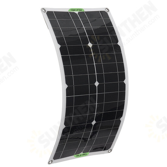 250W Max Portable Solar Panel Kit Dual DC USB Charger Kit Single Crystal Semi-flexible Solar Power Panel w/ 60A/100A Solar Controller