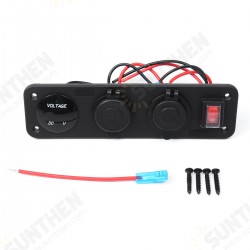 3 in 1 DC 12V 24V Power Outlet Socket Panel Dual USB Phone Charger Switch with Volt LED Display 3 in 1 DC 12V 24V Power Outlet Socket Panel Dual USB Phone Charger Switch with Volt LED Display