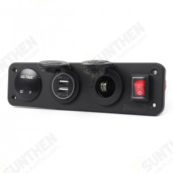3 in 1 DC 12V 24V Power Outlet Socket Panel Dual USB Phone Charger Switch with Volt LED Display 3 in 1 DC 12V 24V Power Outlet Socket Panel Dual USB Phone Charger Switch with Volt LED Display