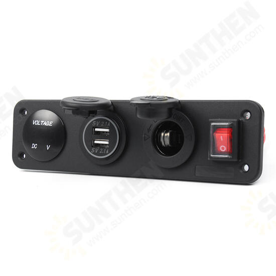 3 in 1 DC 12V 24V Power Outlet Socket Panel Dual USB Phone Charger Switch with Volt LED Display