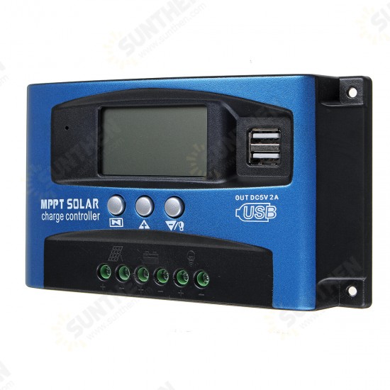 30/40/50/60/100A MPPT Solar Controller LCD Solar Charge Controller Accuracy Dual USB Solar Panel Battery Regulator