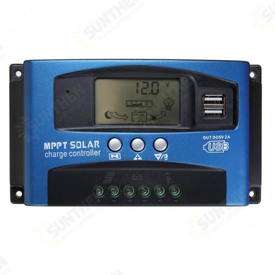 30/40/50/60/100A MPPT Solar Controller LCD Solar Charge Controller Accuracy Dual USB Solar Panel Battery Regulator