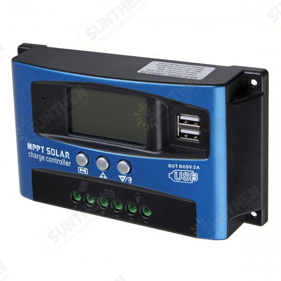 30/40/50/60/100A MPPT Solar Controller LCD Solar Charge Controller Accuracy Dual USB Solar Panel Battery Regulator