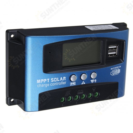 30/40/50/60/100A MPPT Solar Controller LCD Solar Charge Controller Accuracy Dual USB Solar Panel Battery Regulator