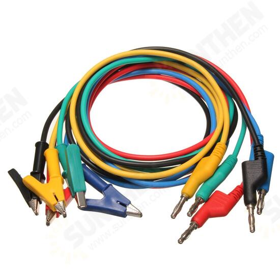 5Pcs Silicone Banana Plug to Crocodile Alligator Clip Test Probe Lead Wire Cable 5Pcs Silicone Banana Plug to Crocodile Alligator Clip Test Probe Lead Wire Cable