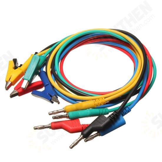 5Pcs Silicone Banana Plug to Crocodile Alligator Clip Test Probe Lead Wire Cable 5Pcs Silicone Banana Plug to Crocodile Alligator Clip Test Probe Lead Wire Cable