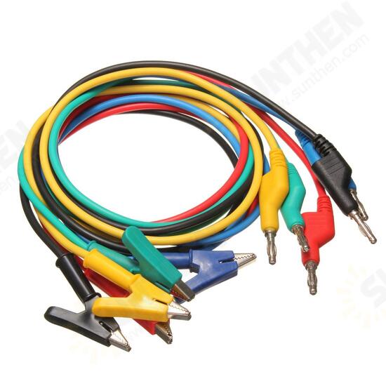 5Pcs Silicone Banana Plug to Crocodile Alligator Clip Test Probe Lead Wire Cable 5Pcs Silicone Banana Plug to Crocodile Alligator Clip Test Probe Lead Wire Cable