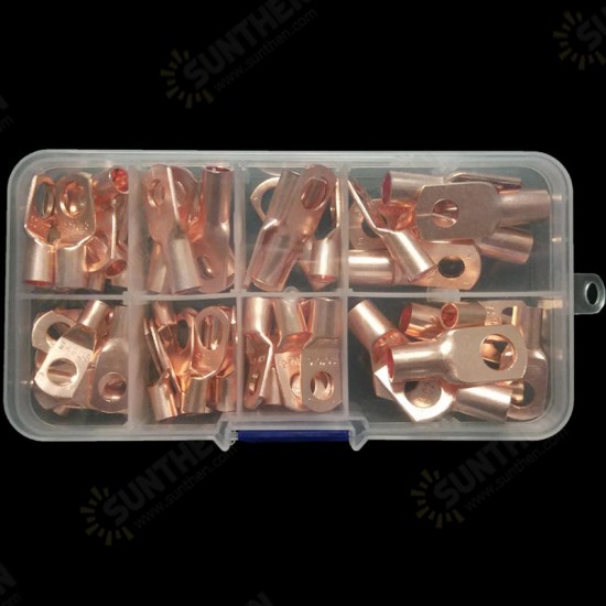 60Pcs SC Bare Copper Terminals Circular Splice Ring Terminal Cable Wire Connector with Plastic Box 60Pcs SC Bare Copper Terminals Circular Splice Ring Terminal Cable Wire Connector with Plastic Box