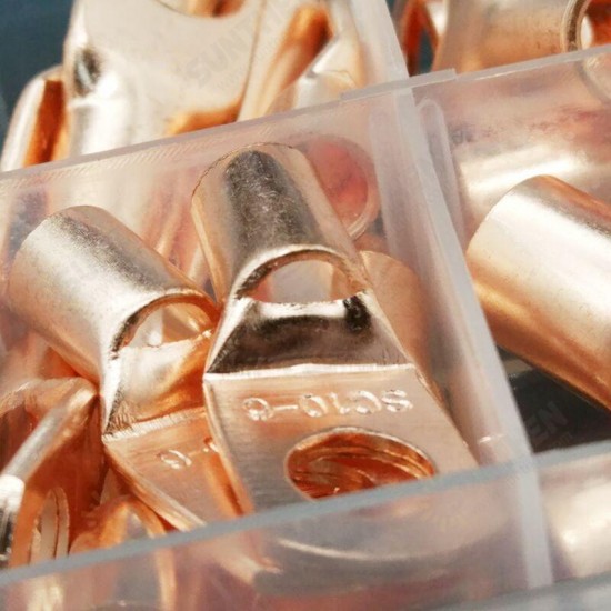 60Pcs SC Bare Copper Terminals Circular Splice Ring Terminal Cable Wire Connector with Plastic Box 60Pcs SC Bare Copper Terminals Circular Splice Ring Terminal Cable Wire Connector with Plastic Box