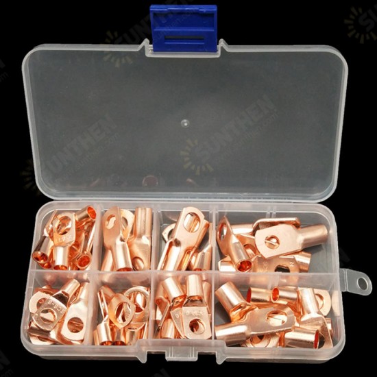 60Pcs SC Bare Copper Terminals Circular Splice Ring Terminal Cable Wire Connector with Plastic Box 60Pcs SC Bare Copper Terminals Circular Splice Ring Terminal Cable Wire Connector with Plastic Box