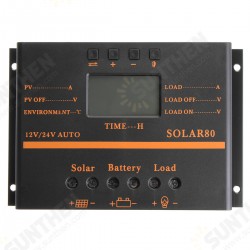 80A 12V/24V Auto LCD Solar Battery Regulator Charge Discharge Controller 80A 12V/24V Auto LCD Solar Battery Regulator Charge Discharge Controller