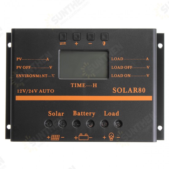 80A 12V/24V Auto LCD Solar Battery Regulator Charge Discharge Controller 80A 12V/24V Auto LCD Solar Battery Regulator Charge Discharge Controller