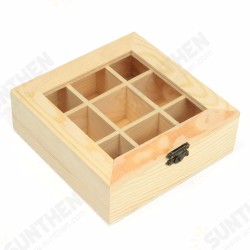 9 Compartments Wooden Tea Bag Jewelry Organizer Chest Storage Box Glass Top Log 9 Compartments Wooden Tea Bag Jewelry Organizer Chest Storage Box Glass Top Log