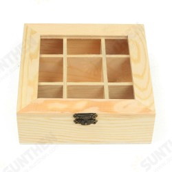 9 Compartments Wooden Tea Bag Jewelry Organizer Chest Storage Box Glass Top Log 9 Compartments Wooden Tea Bag Jewelry Organizer Chest Storage Box Glass Top Log